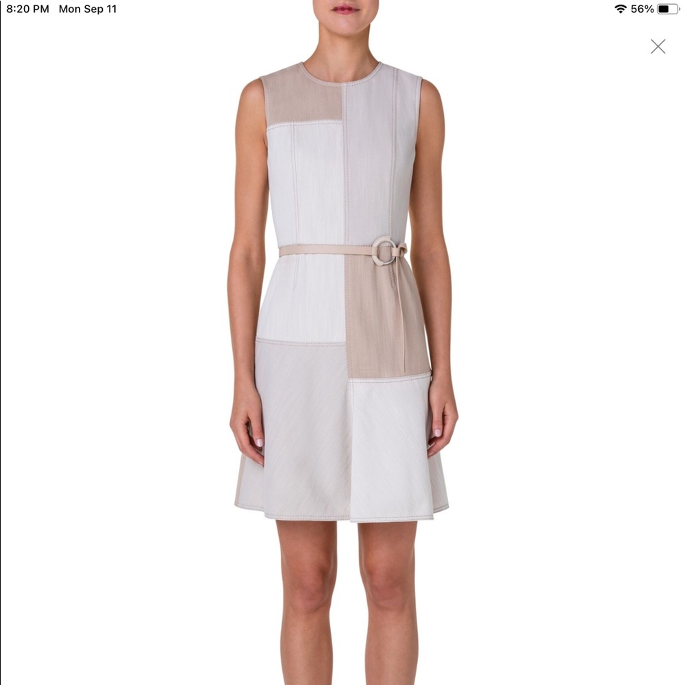 Akris Punto Belted Patchwork Denim Dress